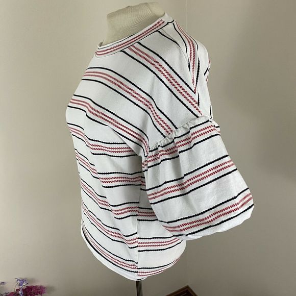Code X Mode Striped Crop Balloon Sleeve Top Small - Picture 8 of 12
